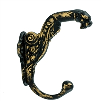 Ornate Tiger Wall Hook in Gold Black Finish