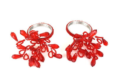 Red Beaded Napkin Ring (Set of 4)