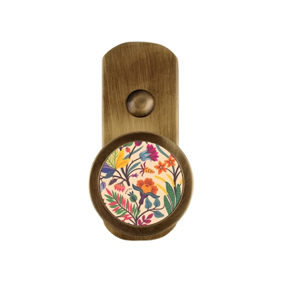 ONEKNOB BROAD WALL HOOK WITH FLORAL STICKER FILLER