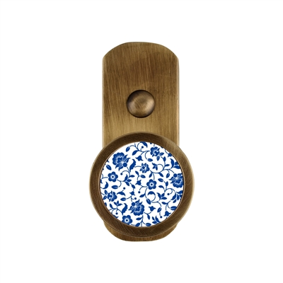 ONEKNOB BROAD WALL HOOK WITH BLUE FLORAL STICKER FILLER