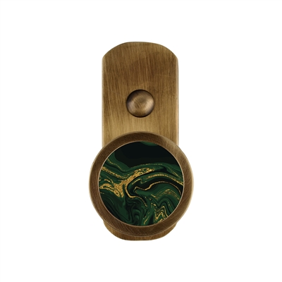 ONEKNOB BROAD WALL HOOK WITH GREEN MARBLE STICKER FILLER
