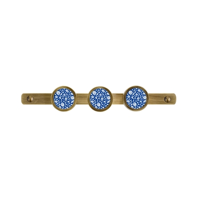 ONEKNOB HOOK RACK WITH BLUE FLORAL STICKER FILLER