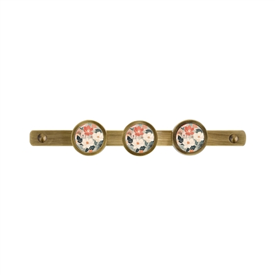 ONEKNOB HOOK RACK WITH FLORAL STICKER FILLER