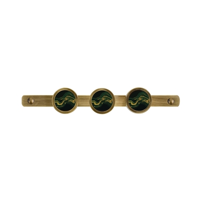 ONEKNOB HOOK RACK WITH GREEN MARBLE PRINT FILLER