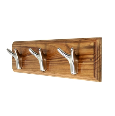 Wooden Hook Rack (Nickle Plated Hooks)