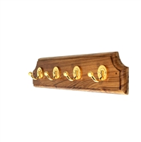 Wooden Hook Rack (Four Golden Hooks)