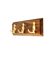 Wooden Hook Rack (Golden Hooks)