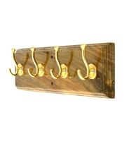 Wooden Hook Rack (Four Golden Hooks)
