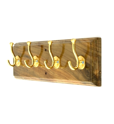Wooden Hook Rack (Four Golden Hooks)