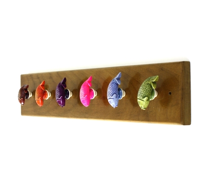 Wooden Hook Rack (Colorful Fish Shaped Resin)