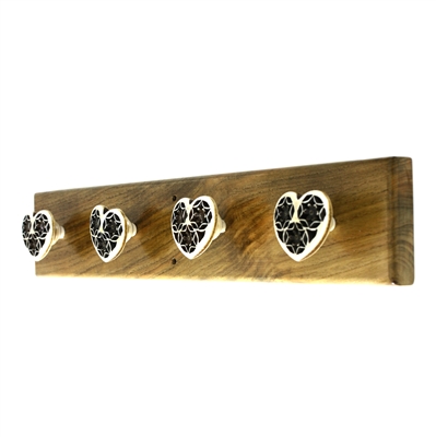 Wooden Hook Rack (Heart Shaped Knobs)