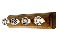 Wooden Hook Rack (Four Hand Carved Resin Knobs)
