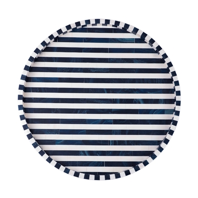 Round Stripe Pattern Resin Inlay Tray