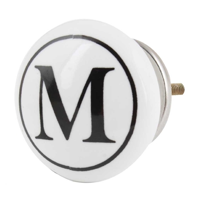 Alphabet M Ceramic Knob