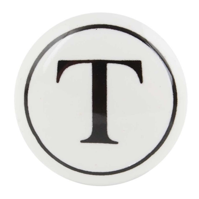 Alphabet T Ceramic Knob