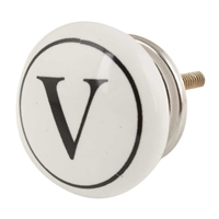 Alphabet V Ceramic Knob