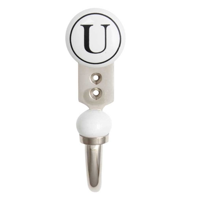 Alphabet U Ceramic Wall Hook