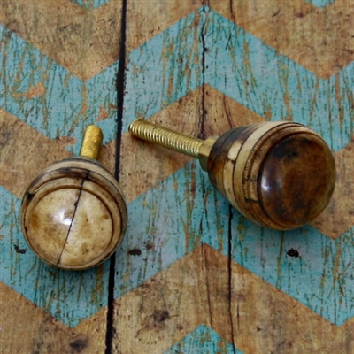 Bone Cabinet Knob with Brown Finish