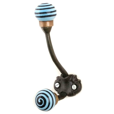 Blue & Black Spiral Iron Wall Hook