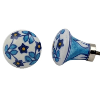 Ceramic Knob with Blue Lily