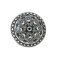 Flat Ceramic Knob with Intricate Black Motif