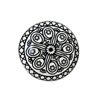 Flat Ceramic Knob with Intricate Black Motif