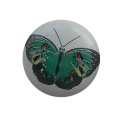Flat Ceramic Knob with Butterfly Design