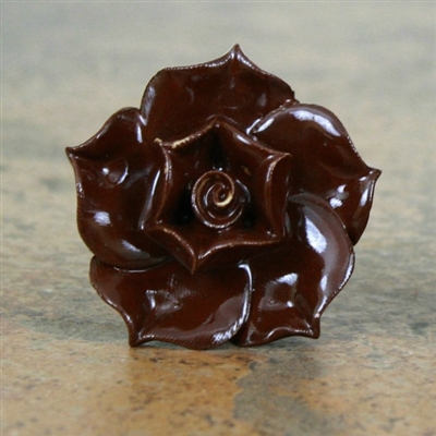 Ceramic Rose Knob in Chocolate Brown