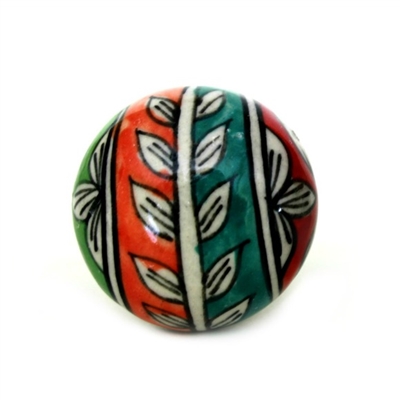 Multicolored Ceramic Knob with Floral Design