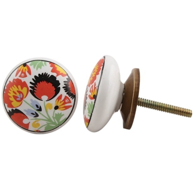 Ceramic Knob with Colorful Flower