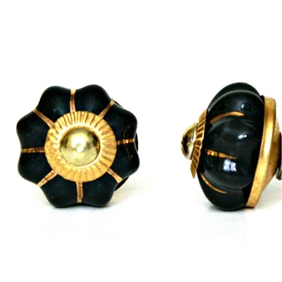 Black & Gold Melon Knob - Small