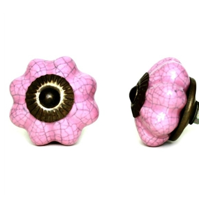 Pink Crackle Ceramic Knob