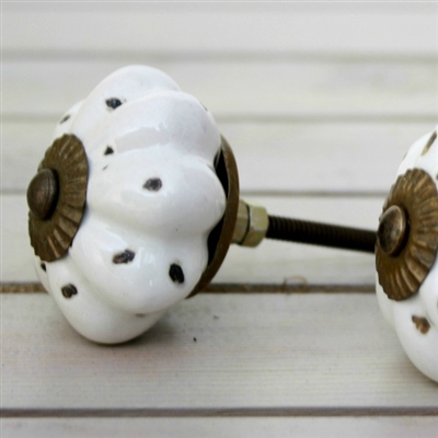 White Melon Ceramic Knob with Distressed Finish