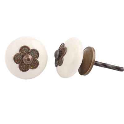 Cream Ceramic Cabinet Knob