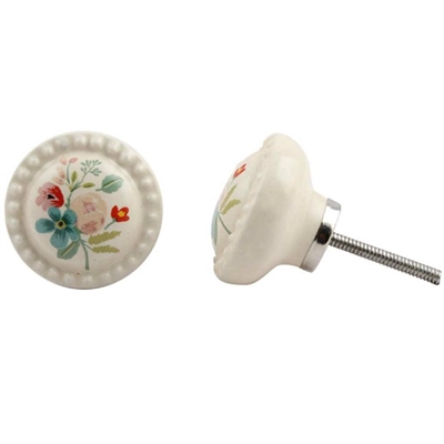 Ceramic Cabinet Knob with Beaded Edge