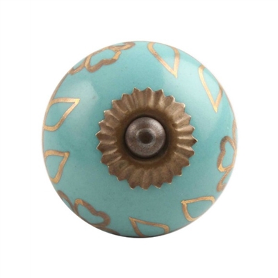 Sea Green Leaf Ceramic Drawer Knob