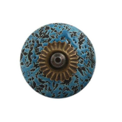 Turquoise Black Etched Knob