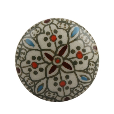 Multi-Colored Floral Ceramic Drawer Knob