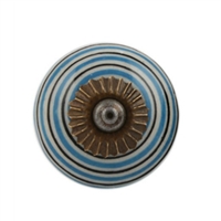 Turquoise Black Striped Knob