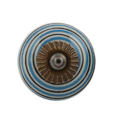Turquoise Black Striped Knob