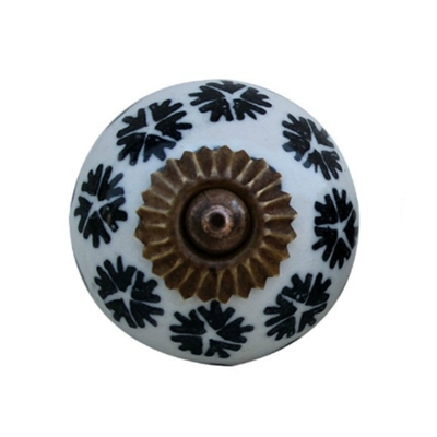 Black Flower Ceramic Cabinet Knob
