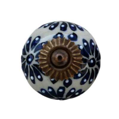 Blue Flower Dresser Knob