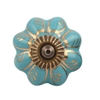 Melon Ceramic Knob in Sea Blue and Antique Copper