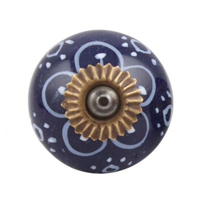 Blue Floral Ceramic Cabinet Knob