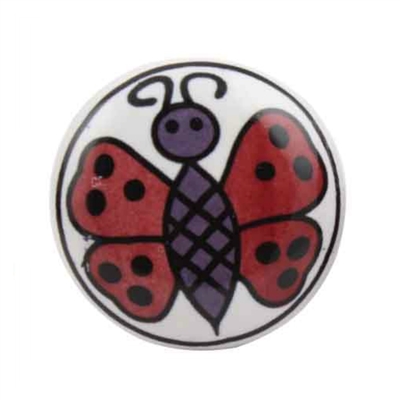 Butterfly Ceramic Cabinet Knob