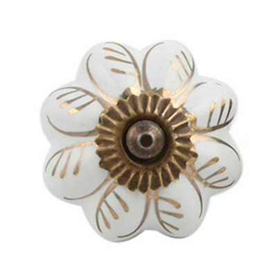 White & Copper Melon Ceramic Dresser Knob