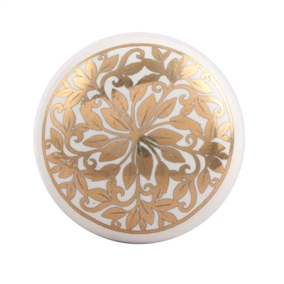 Golden Flower Flat Ceramic Drawer Knob