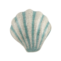 Cream Sea Shell Dresser Knob with Green  Stripes