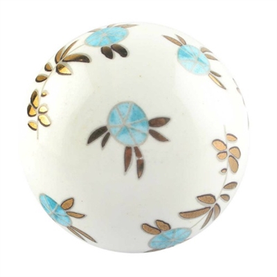 Golden Leaf Ceramic Round Cabinet Knob