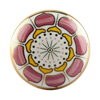 Pink Wheel Flower Ceramic Wardrobe Knob